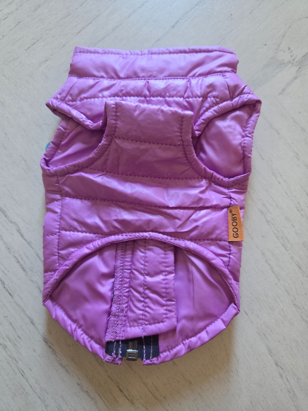 Gooby Puffer Vest Dog Jacket - Purple, X-Small